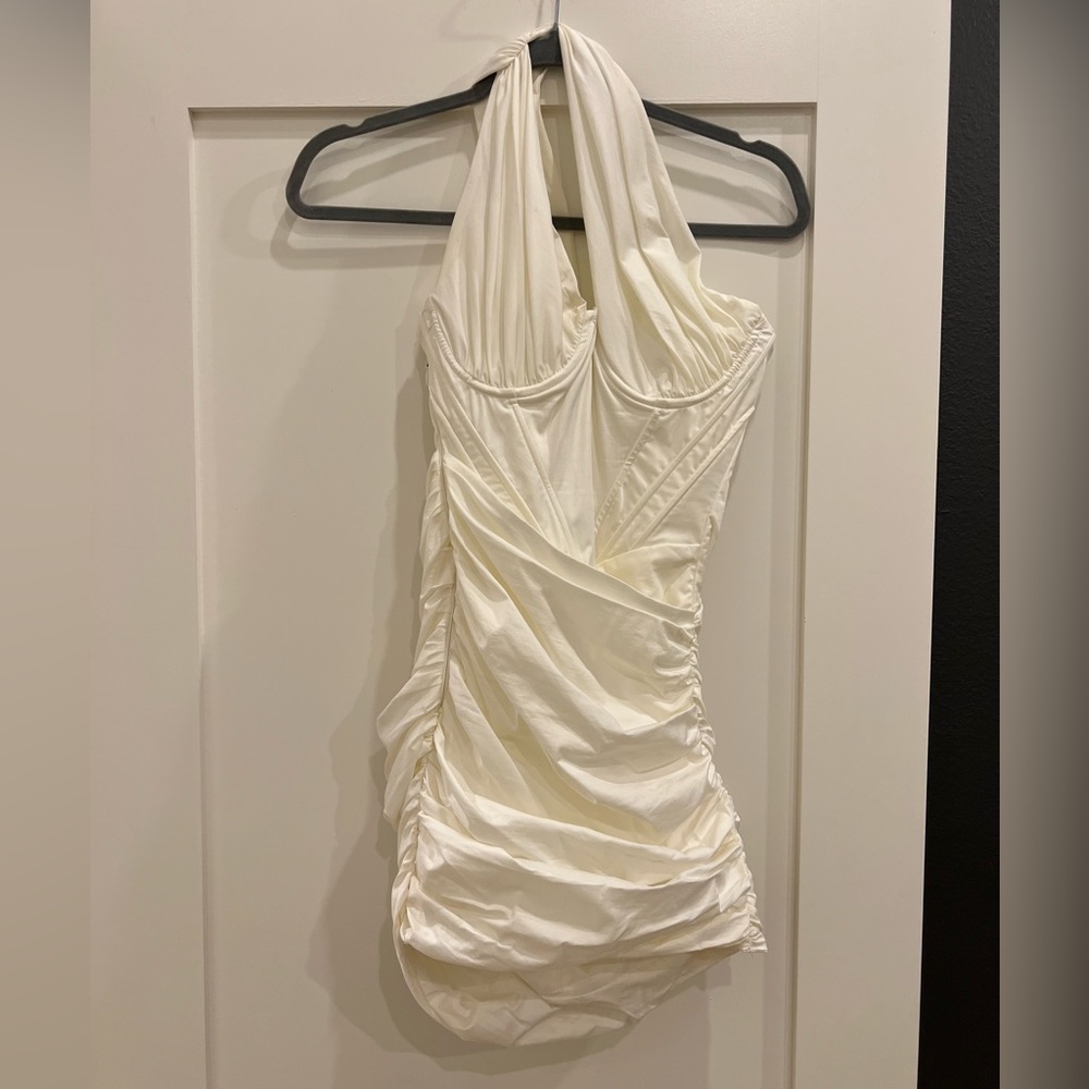 House of CB - White Mini Clementine Cutout Ruched Dress size XS